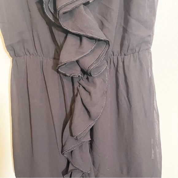 H&M Womens V-Neck Sleeveless Layered Hem Ruffle Trim Dress Black Size 8 - Picture 7 of 14